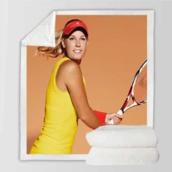 Caroline Wozniacki Energetic Danish Tennis Player Sherpa Fleece Blanket