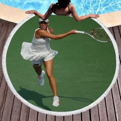 Caroline Wozniacki Professional Tennis Player Round Beach Towel 1