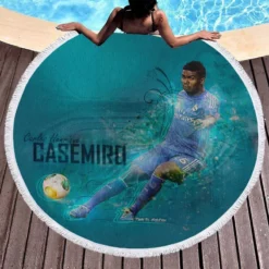 Casemiro Brazilian professional football Player Round Beach Towel 1