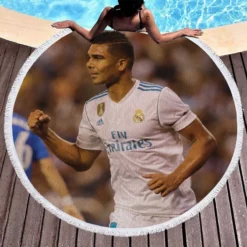 Casemiro Premier League Football Player Round Beach Towel 1