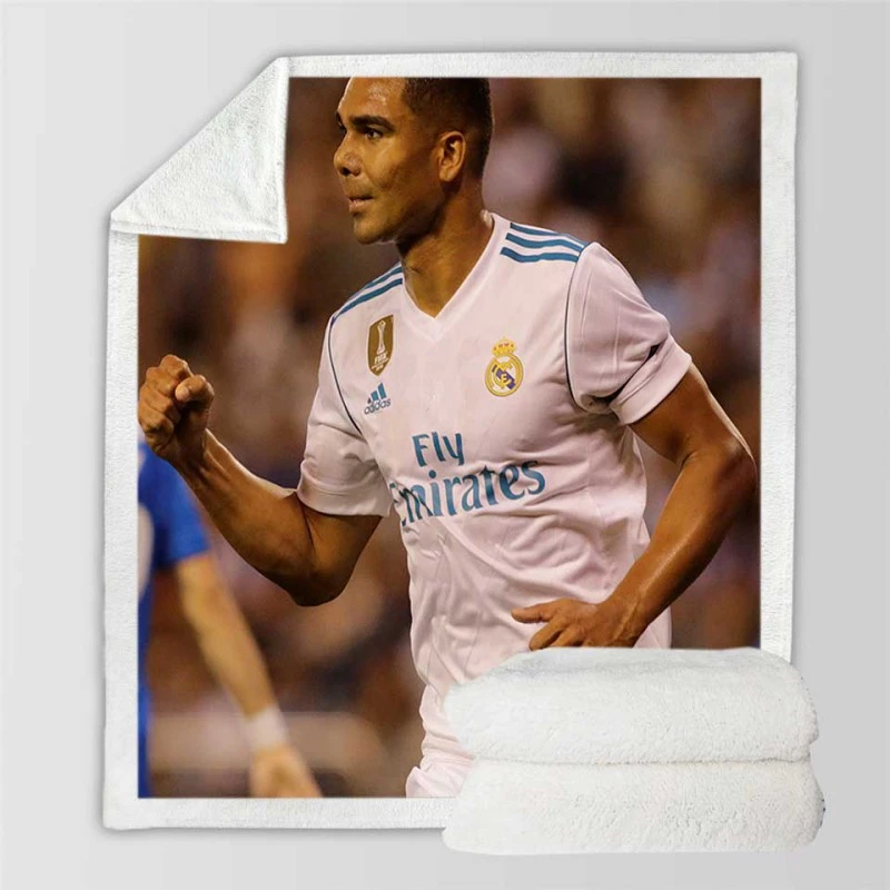 Casemiro Premier League Football Player Sherpa Fleece Blanket