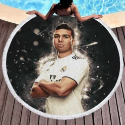 Casemiro Top Oder Real Madrid Football Player Round Beach Towel 1