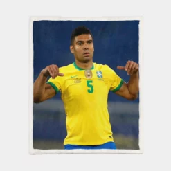 Casemiro Top Ranked Football Player Sherpa Fleece Blanket 1