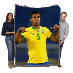 Casemiro Top Ranked Football Player Woven Blanket