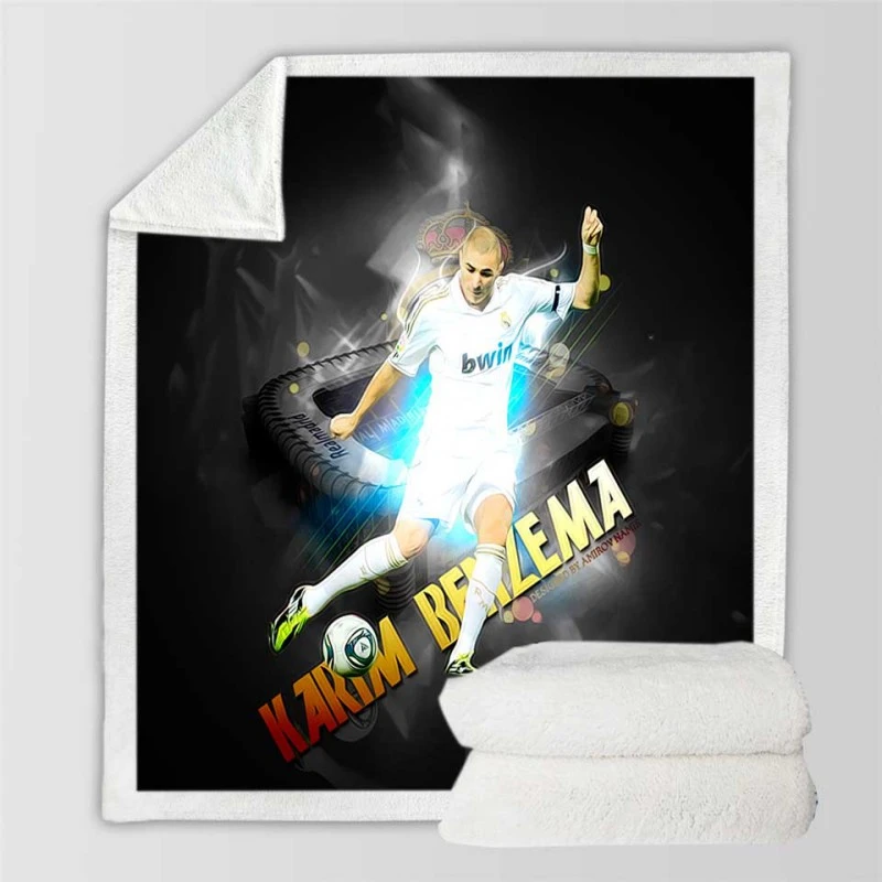 Celebrated Football Player Karim Benzema Sherpa Fleece Blanket