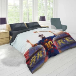 Celebrated Football Player Lionel Messi GOAT Duvet Cover 1