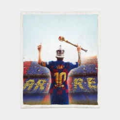 Celebrated Football Player Lionel Messi GOAT Sherpa Fleece Blanket 1