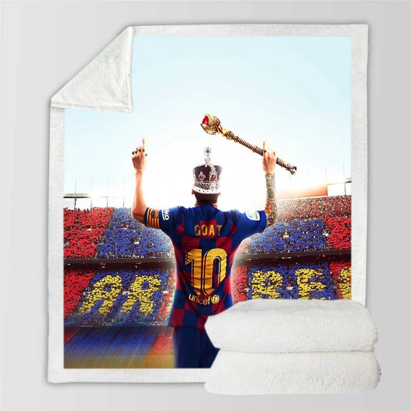 Celebrated Football Player Lionel Messi GOAT Sherpa Fleece Blanket