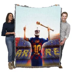 Celebrated Football Player Lionel Messi GOAT Woven Blanket