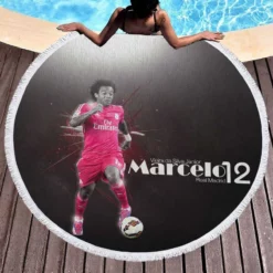 Celebrated Football Player Marcelo Vieira Round Beach Towel 1