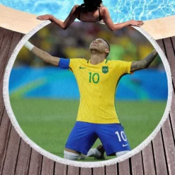 Celebrated Football Player Neymar Round Beach Towel 1