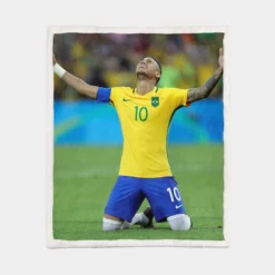 Celebrated Football Player Neymar Sherpa Fleece Blanket 1