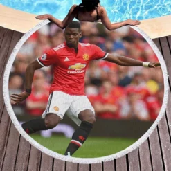 Celebrated Football Player Paul Pogba Round Beach Towel 1