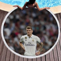 Celebrated Madrid Football Player Toni Kroos Round Beach Towel 1