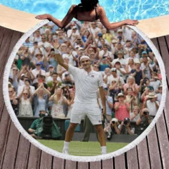 Celebrated Tennis Player Roger Federer Round Beach Towel 1