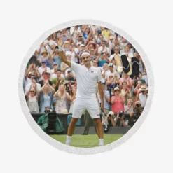 Celebrated Tennis Player Roger Federer Round Beach Towel