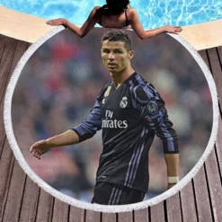 Champions League Cristiano Ronaldo Footballer Round Beach Towel 1