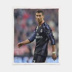 Champions League Cristiano Ronaldo Footballer Sherpa Fleece Blanket 1