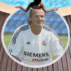 Champions League Football Player David Beckham Round Beach Towel 1