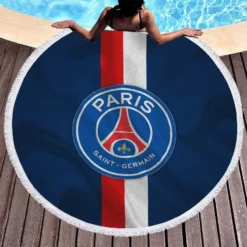 Champions League Football Team PSG Logo Round Beach Towel 1