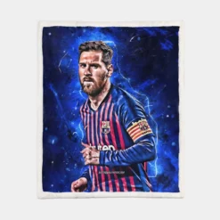 Champions League Soccer Player Lionel Messi Sherpa Fleece Blanket 1