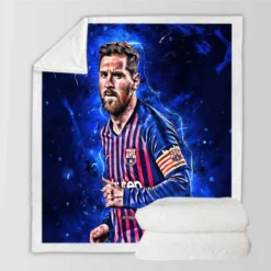 Champions League Soccer Player Lionel Messi Sherpa Fleece Blanket