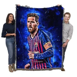 Champions League Soccer Player Lionel Messi Woven Blanket