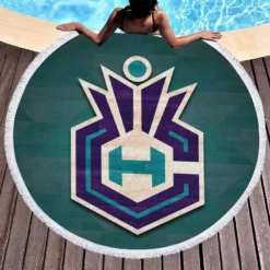 Charlotte Hornets American Professional Basketball Club Round Beach Towel 1