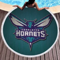 Charlotte Hornets Energetic Basketball Team Round Beach Towel 1