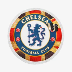 Chelsea FC Logo In British Flag Round Beach Towel