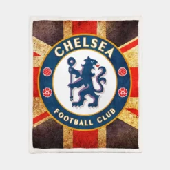 Chelsea FC Logo In British Flag Sherpa Fleece Blanket 1