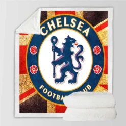Chelsea FC Logo In British Flag Sherpa Fleece Blanket