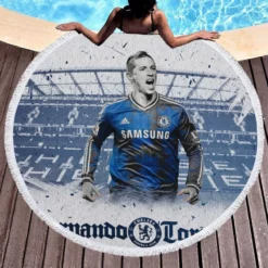 Chelsea Soccer Player Fernando Torres Round Beach Towel 1