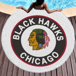 Chicago Blackhawks Awarded NHL Hockey Team Round Beach Towel 1