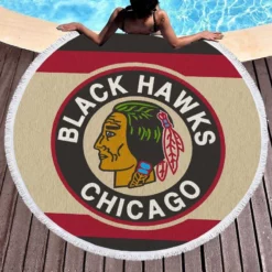 Chicago Blackhawks Professional Ice Hockey Team Round Beach Towel 1