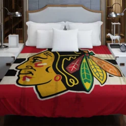 Chicago Blackhawks Striped Design Hockey Logo Duvet Cover