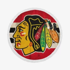 Chicago Blackhawks Striped Design Hockey Logo Round Beach Towel