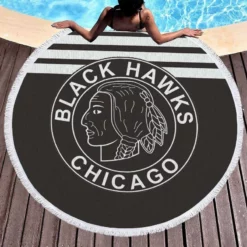 Chicago Blackhawks Top Ranked NHL Hockey Club Round Beach Towel 1