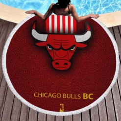 Chicago Bulls Basketball Club Logo Round Beach Towel 1