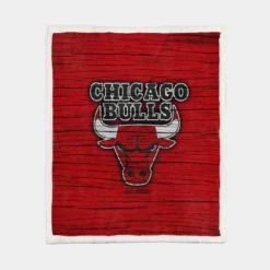 Chicago Bulls Powerful Basketball Club Logo Sherpa Fleece Blanket 1