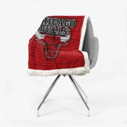 Chicago Bulls Powerful Basketball Club Logo Sherpa Fleece Blanket 2