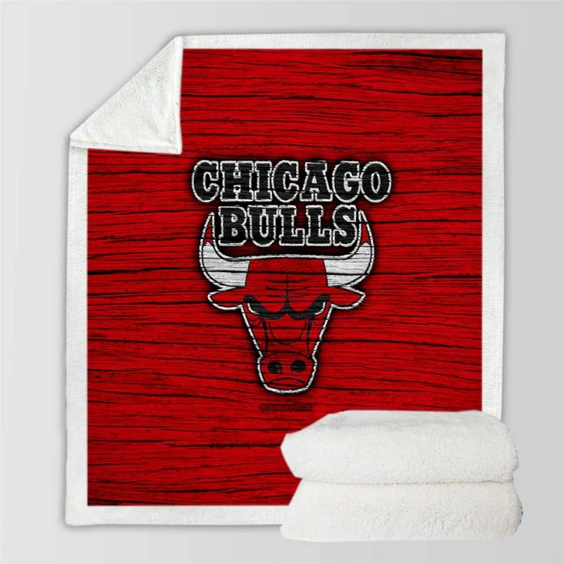 Chicago Bulls Powerful Basketball Club Logo Sherpa Fleece Blanket