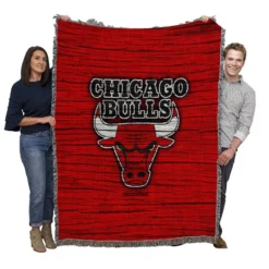 Chicago Bulls Powerful Basketball Club Logo Woven Blanket