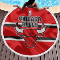 Chicago Bulls Strong Basketball Club Logo Round Beach Towel 1