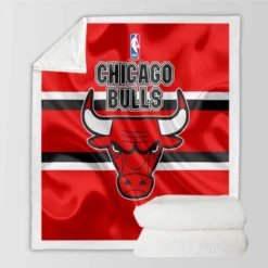 Chicago Bulls Strong Basketball Club Logo Sherpa Fleece Blanket