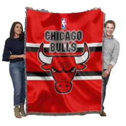 Chicago Bulls Strong Basketball Club Logo Woven Blanket