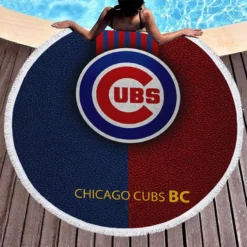 Chicago Cubs American Professional Baseball Team Round Beach Towel 1