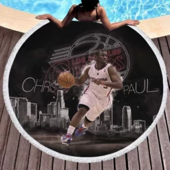 Chris Paul Popular NBA Basketball Player Round Beach Towel 1