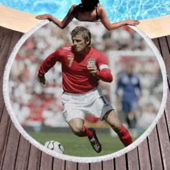 Classic English Fottball Player David Beckham Round Beach Towel 1