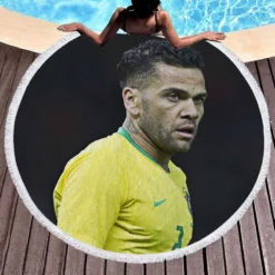 Classic Football Player Dani Alves Round Beach Towel 1